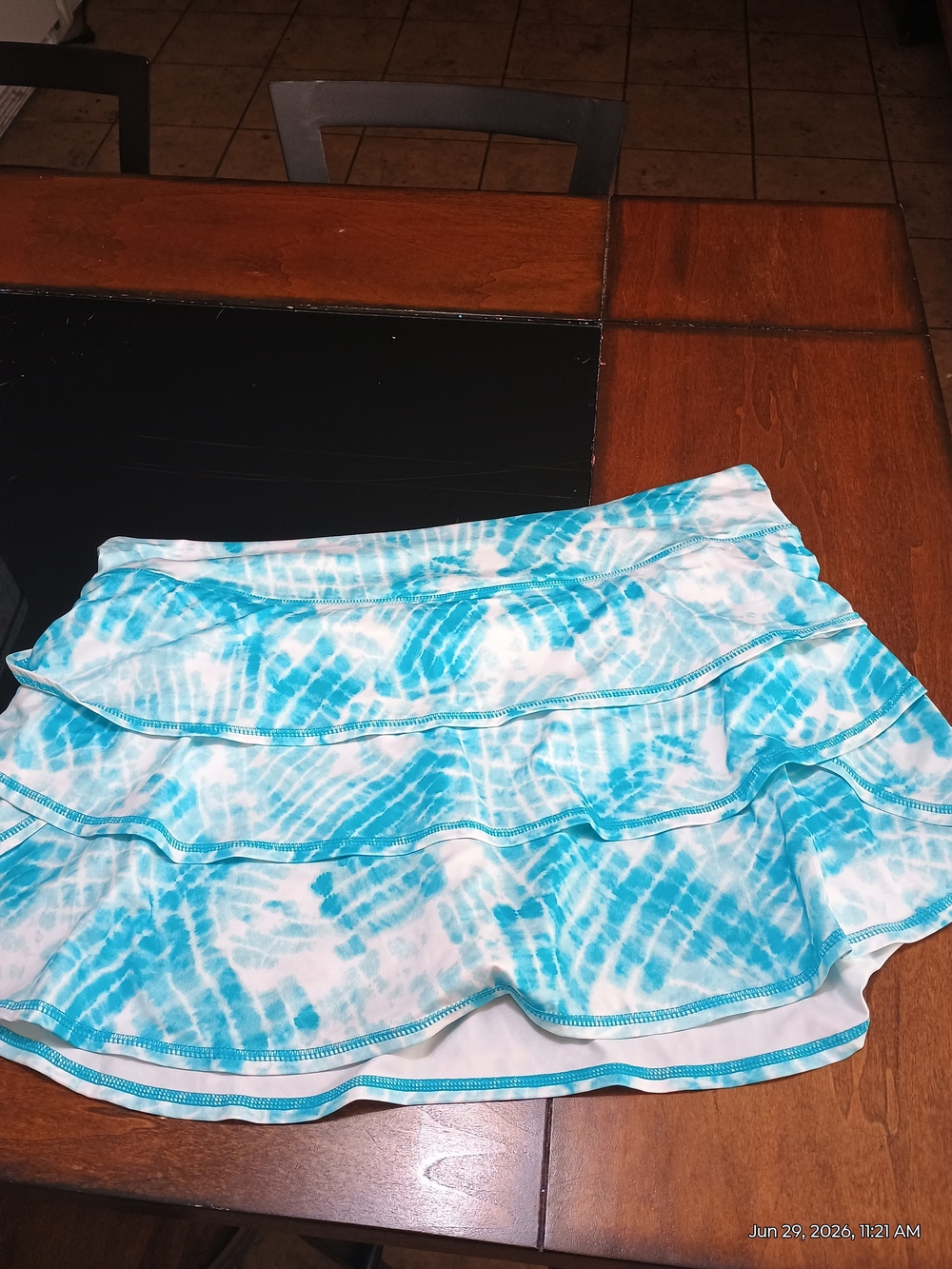 Ideology Aqua Tie-Dye Ruffle Skort.